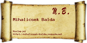 Mihalicsek Balda névjegykártya